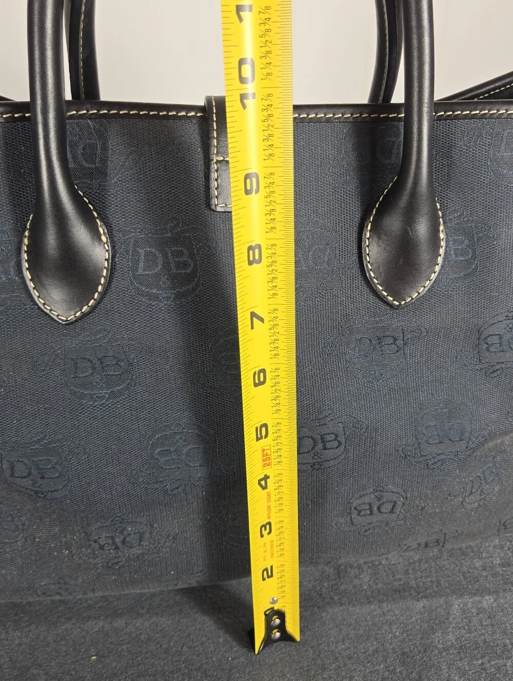 Dooney & Bourke Charcoal and Black Monogram Tote Travel Plane Work Trip Iconic